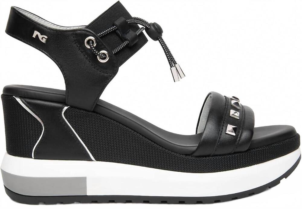 NEW NEROGIARDINI women's jade wedge sandals in nero